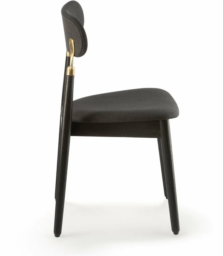 Chaise en chêne teinté noir avec tissu tissé noir 7.1 - Emko