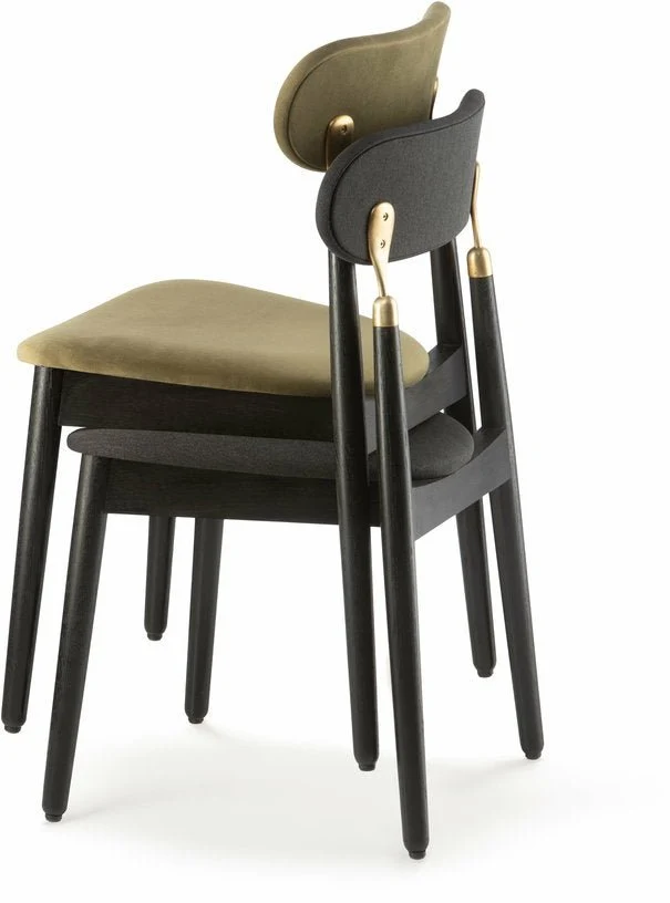 Chaise en chêne teinté noir avec tissu tissé noir 7.1 - Emko