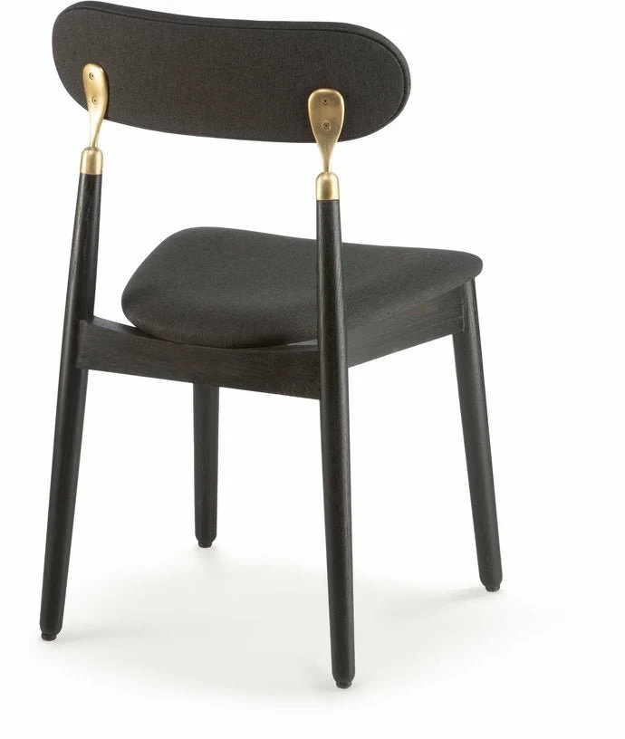 Chaise en chêne teinté noir avec tissu tissé noir 7.1 - Emko