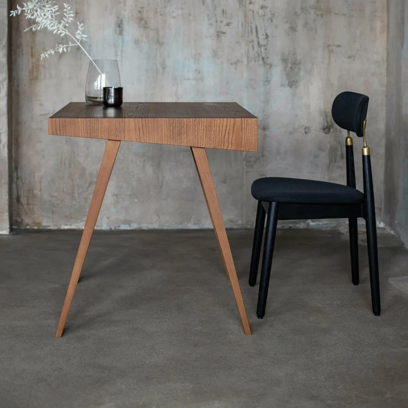 Chaise en chêne teinté noir avec tissu tissé noir 7.1 - Emko
