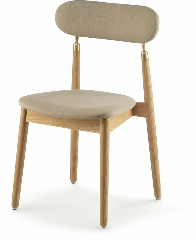Chaise en chêne huilé avec tissu tissé beige 7.1 - Emko