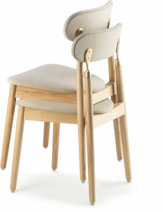 Chaise en chêne huilé avec tissu tissé beige 7.1 - Emko