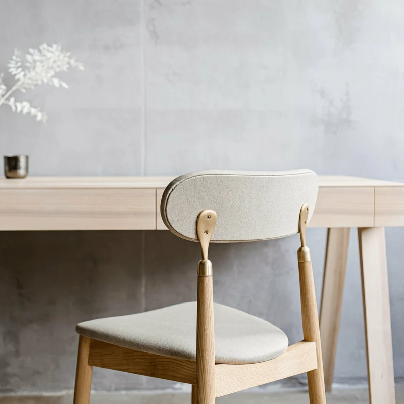 Chaise en chêne huilé avec tissu tissé beige 7.1 - Emko