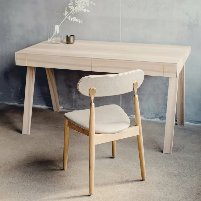 Chaise en chêne huilé avec tissu tissé beige 7.1 - Emko