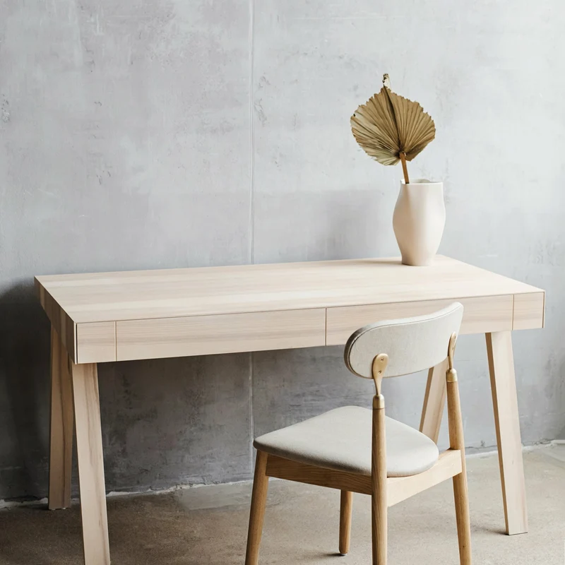 Chaise en chêne huilé avec tissu tissé beige 7.1 - Emko