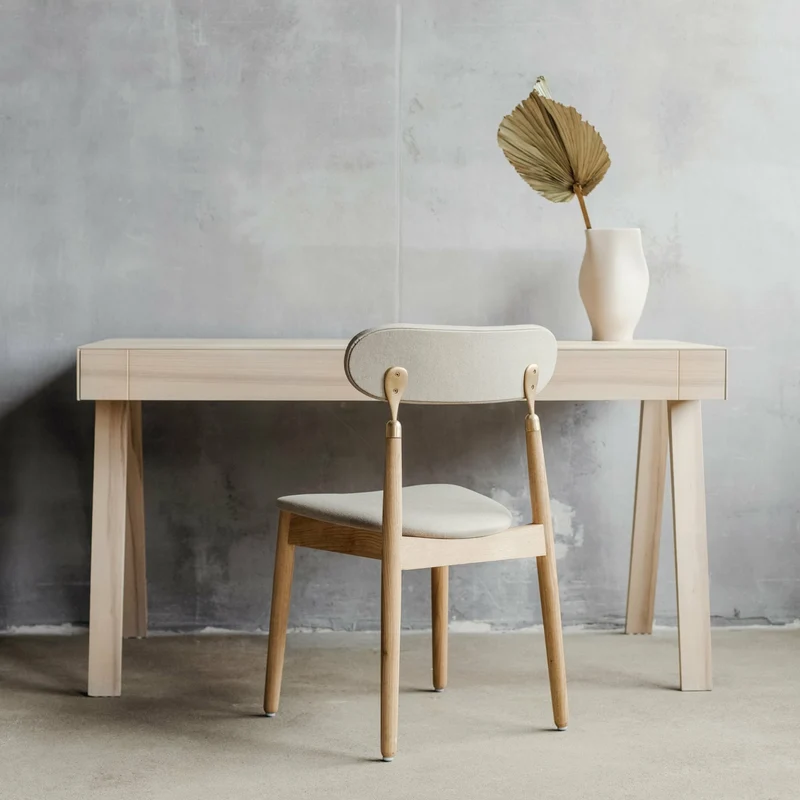 Chaise en chêne huilé avec tissu tissé beige 7.1 - Emko