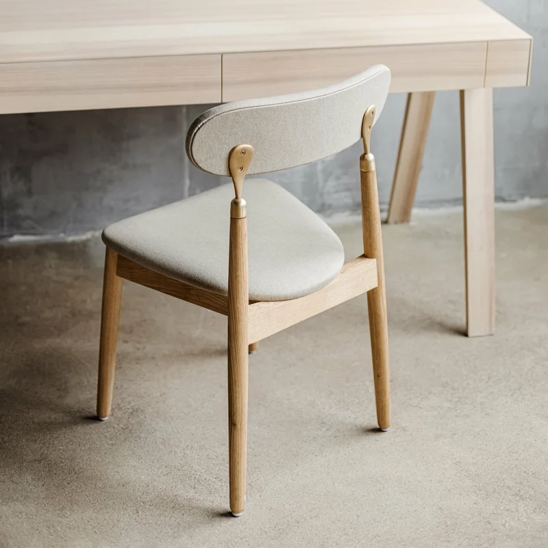 Chaise en chêne huilé avec tissu tissé beige 7.1 - Emko