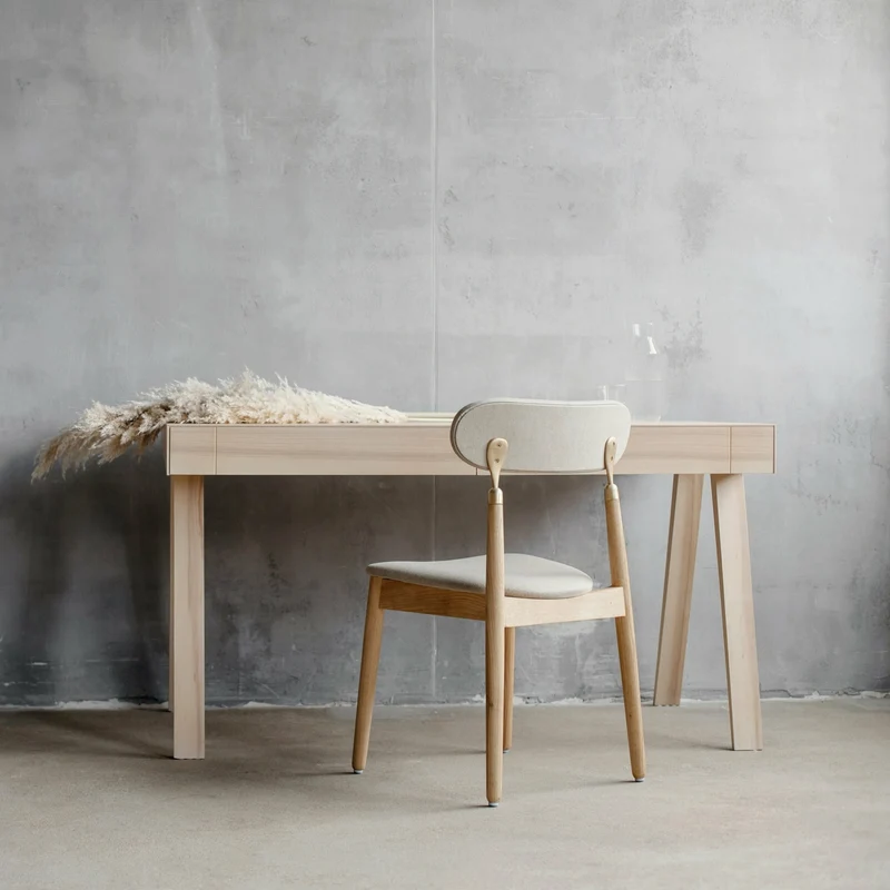 Chaise en chêne huilé avec tissu tissé beige 7.1 - Emko