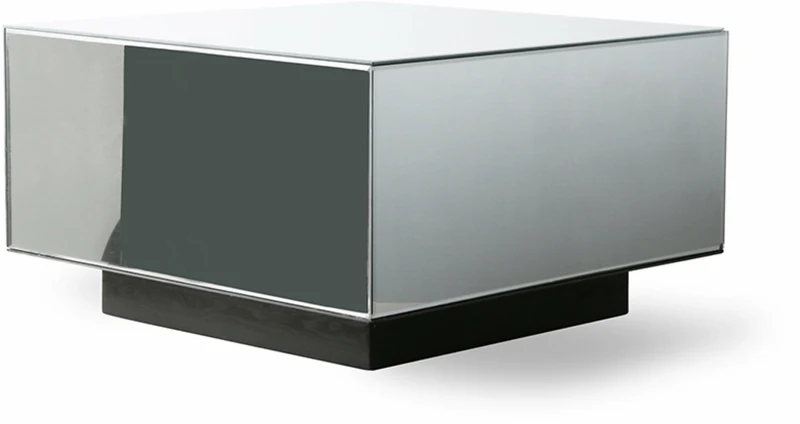 Table basse carrée en verre effet miroir gris 60x60x35cm Block - HKliving