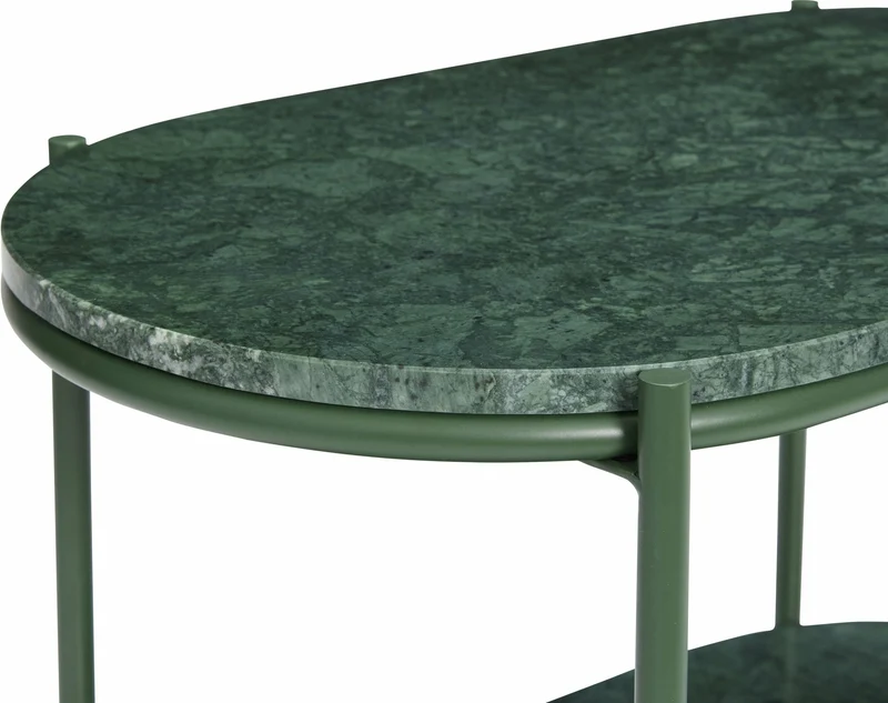 Table en métal et marbre vert - Hübsch