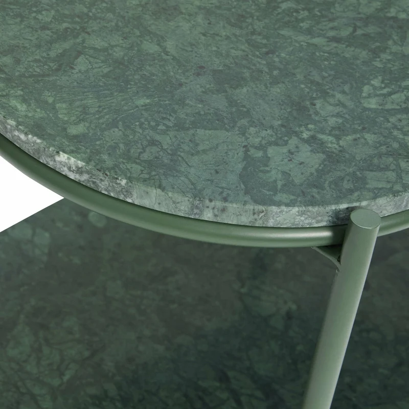 Table en métal et marbre vert - Hübsch