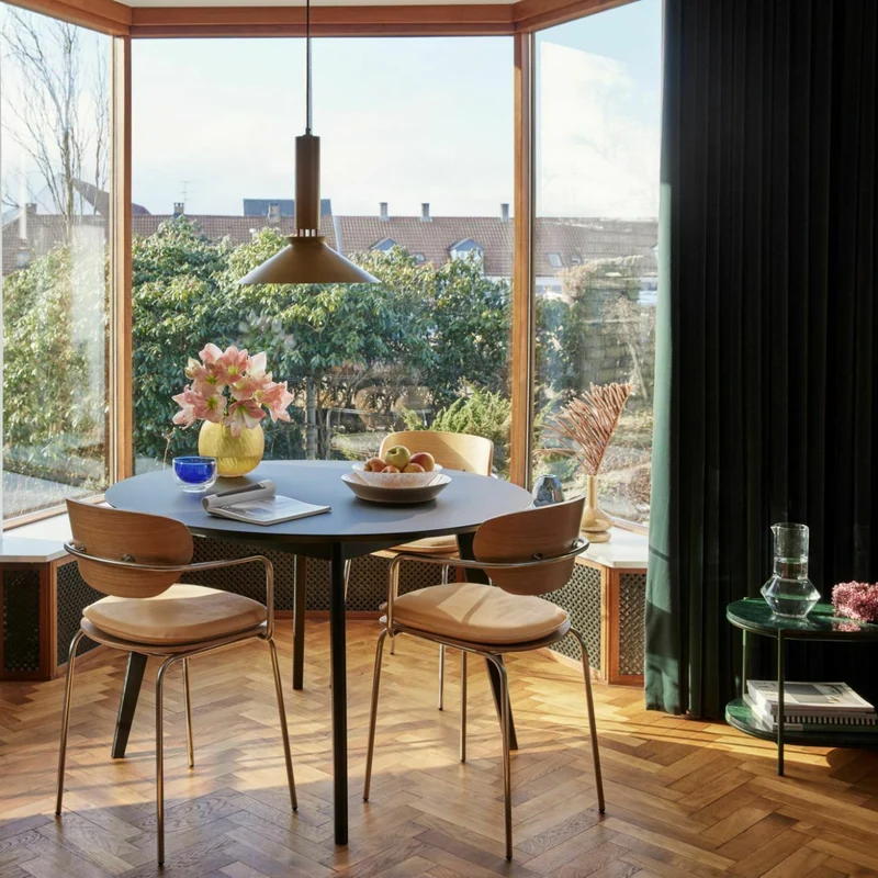 Table en métal et marbre vert - Hübsch
