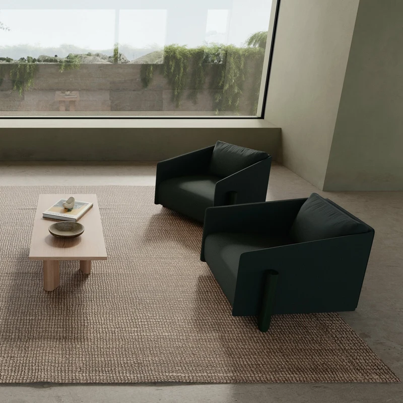 Fauteuil en tissu vert Timber - Kann Design