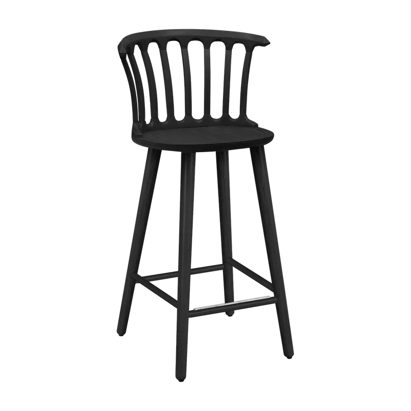 Chaise de bar en frêne noir 63 cm San Marco - Hans K