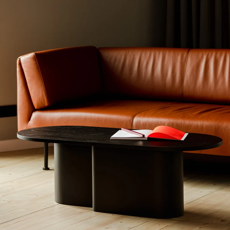 Table basse en placage de chêne noir Looi - noo.ma