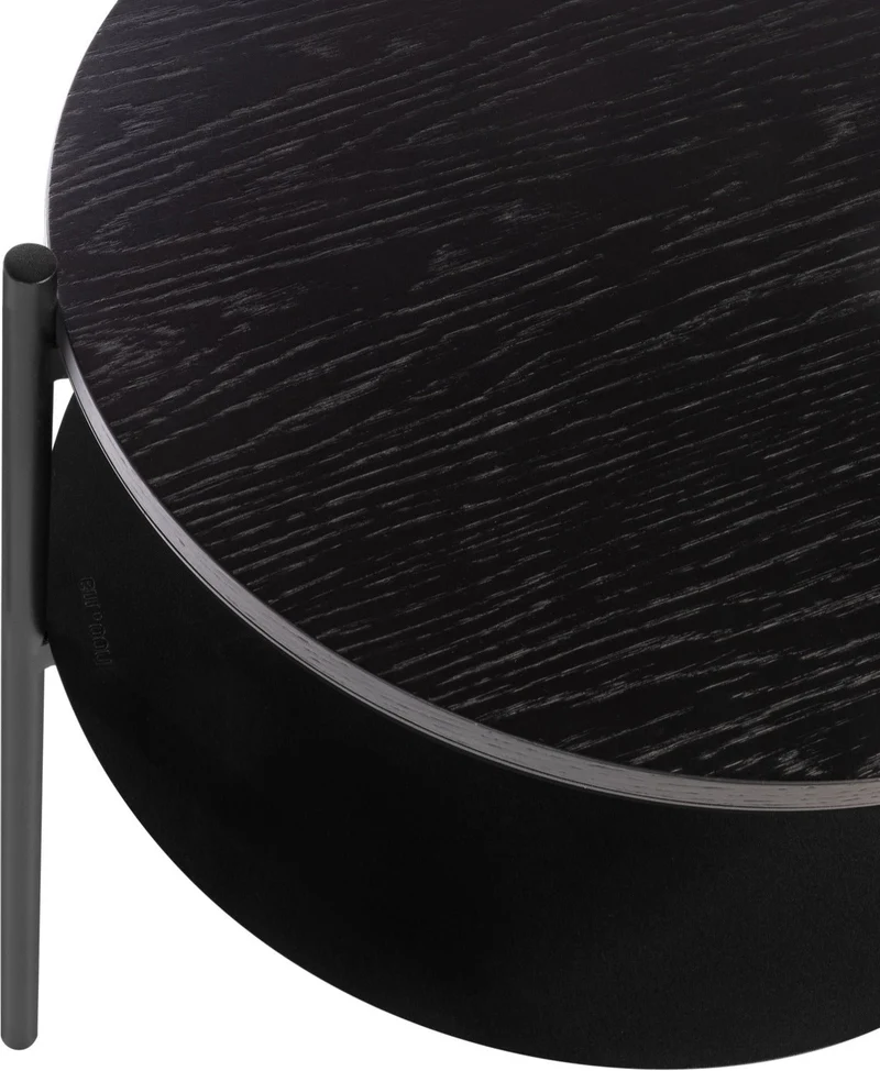 Table de chevet en chêne plaqué et acier noire Tu - noo.ma