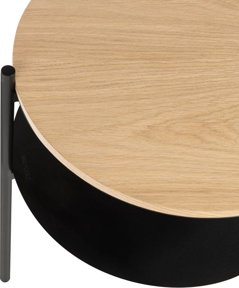 Table de chevet en chêne plaqué naturel et acier noire- noo.ma