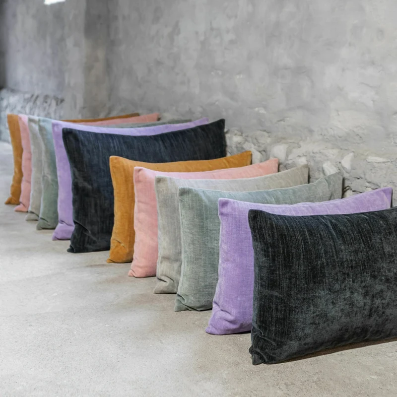 Coussin vert dusty 60x40 cm Chenille - Mette Ditmer