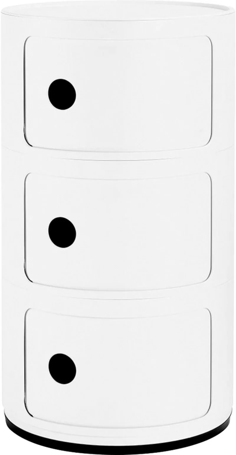 Table de chevet design 3 modules blanc mat Componibili Recycled - Kartell