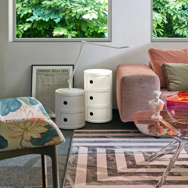 Table de chevet design 3 modules blanc mat Componibili Recycled - Kartell