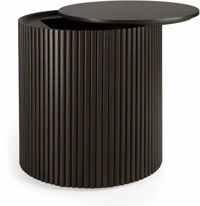 Table d'appoint ronde Roller Max noire en acajou - Ethnicraft Accessories
