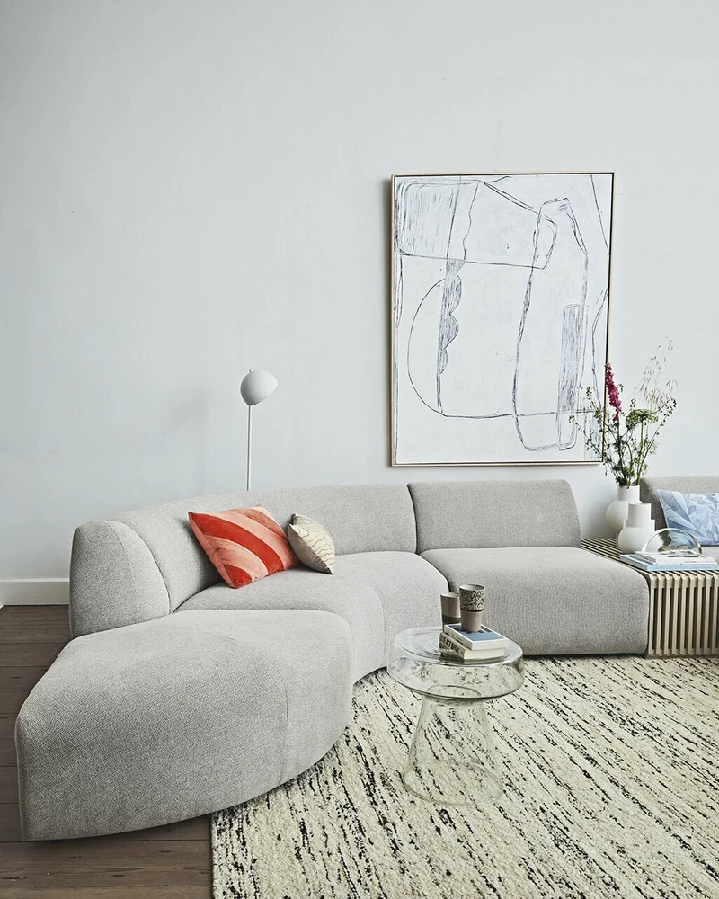 Module d'angle arrondi sneak gris clair Jax - Hkliving