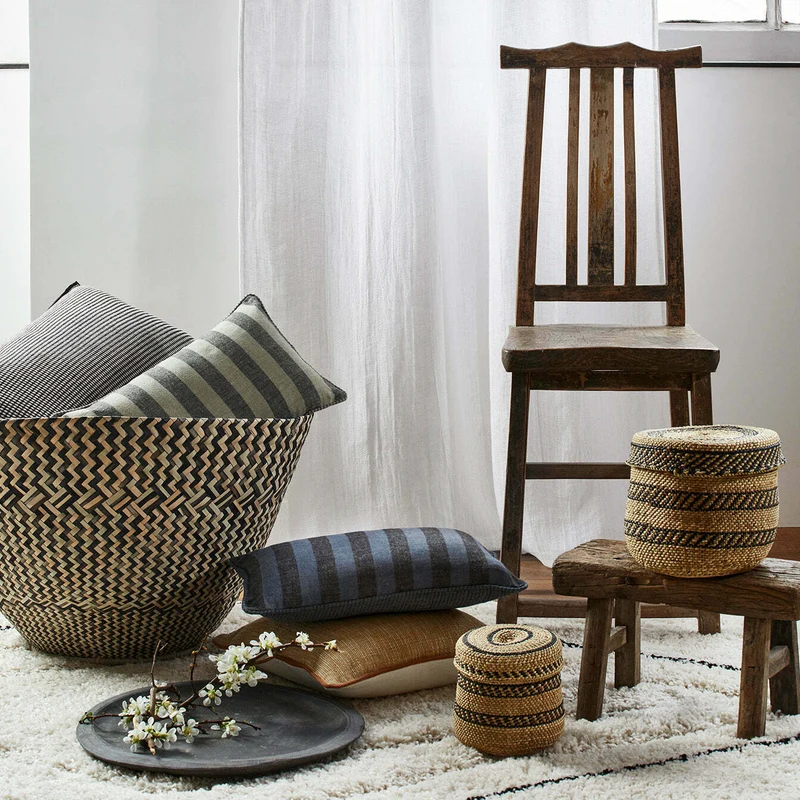 Housse De Coussin Tanguy Noir Et Bleu - Madura