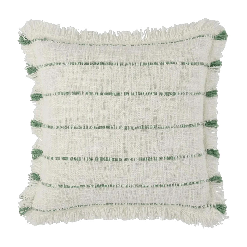 Housse De Coussin Taha Blanc Cassé Et Vert - Madura