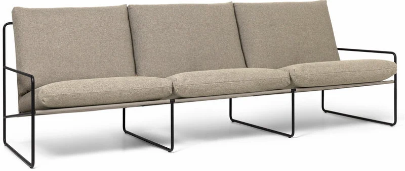 Canapé 3 places extérieur sable et métal noir Desert - Ferm Living