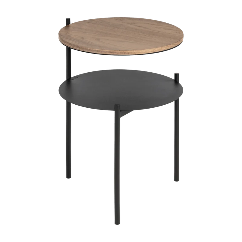 Table de chevet en noyer plaqué et acier noire - noo.ma
