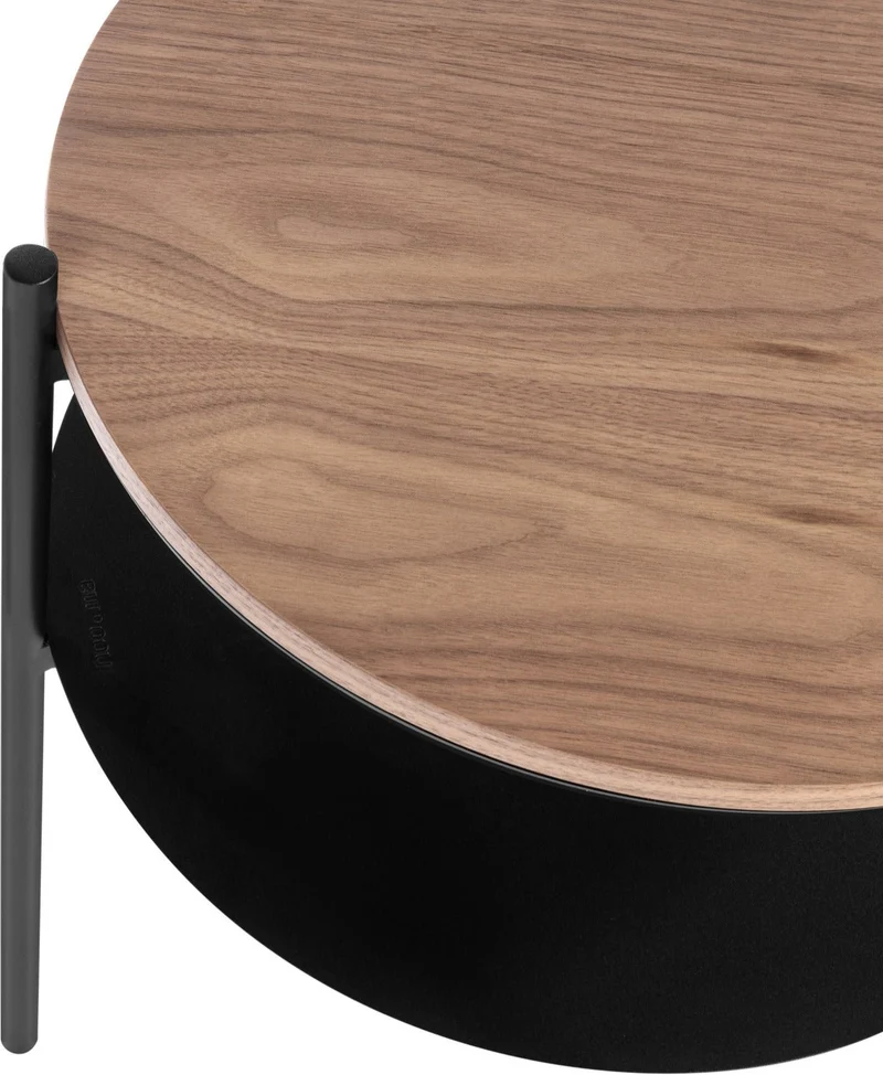 Table de chevet en noyer plaqué et acier noire - noo.ma