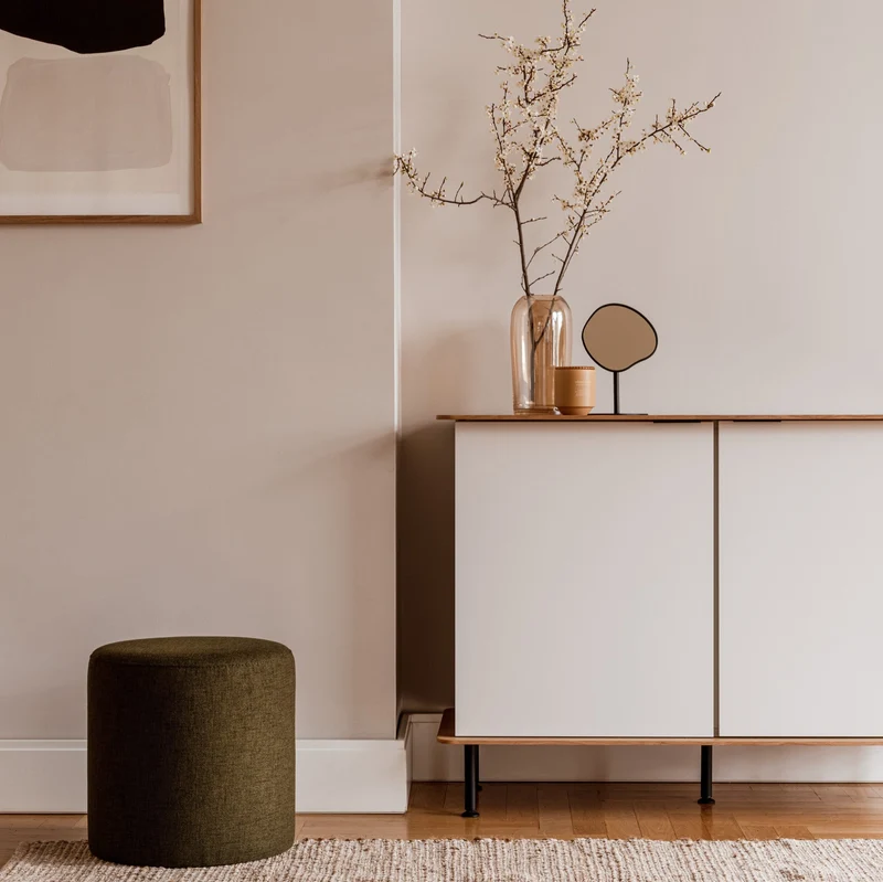 Pouf en laine olive 40 cm Folk - noo.ma