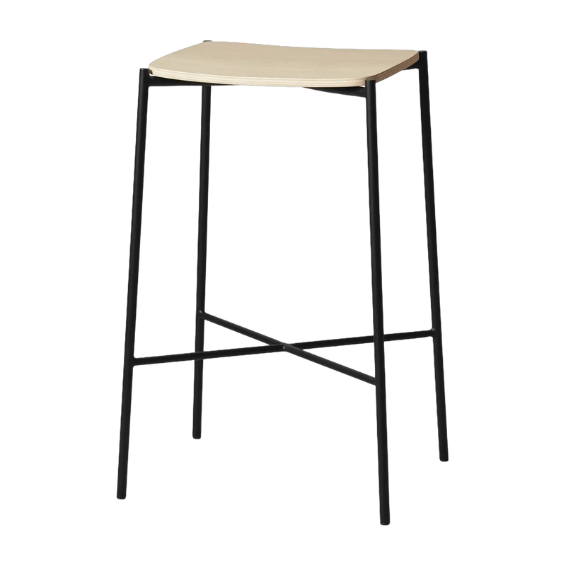 Tabouret de bar en chêne naturel et métal noir Paragon - HANDVÄRK