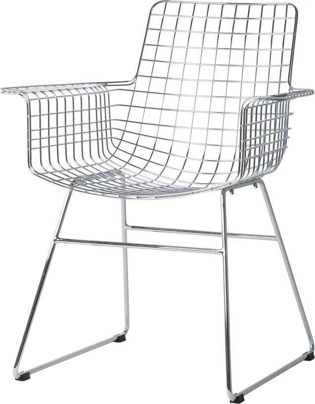 Chaise avec accoudoirs en métal chromé Wire - HKliving