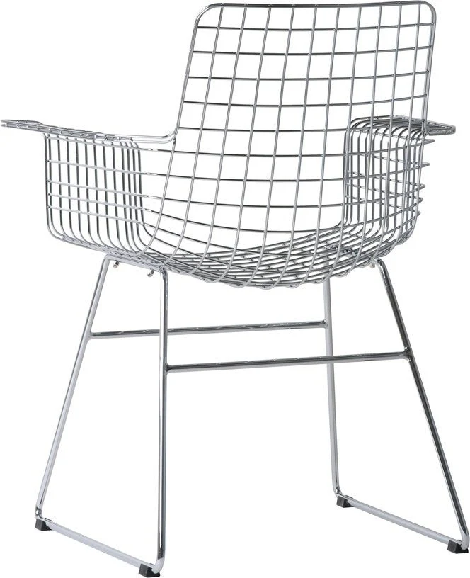 Chaise avec accoudoirs en métal chromé Wire - HKliving