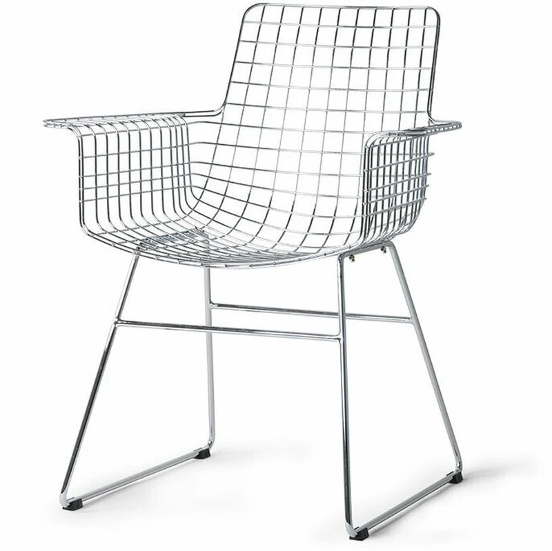 Chaise avec accoudoirs en métal chromé Wire - HKliving