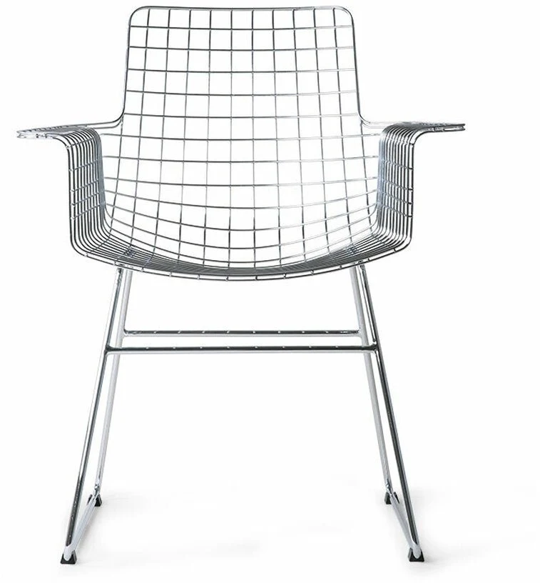 Chaise avec accoudoirs en métal chromé Wire - HKliving