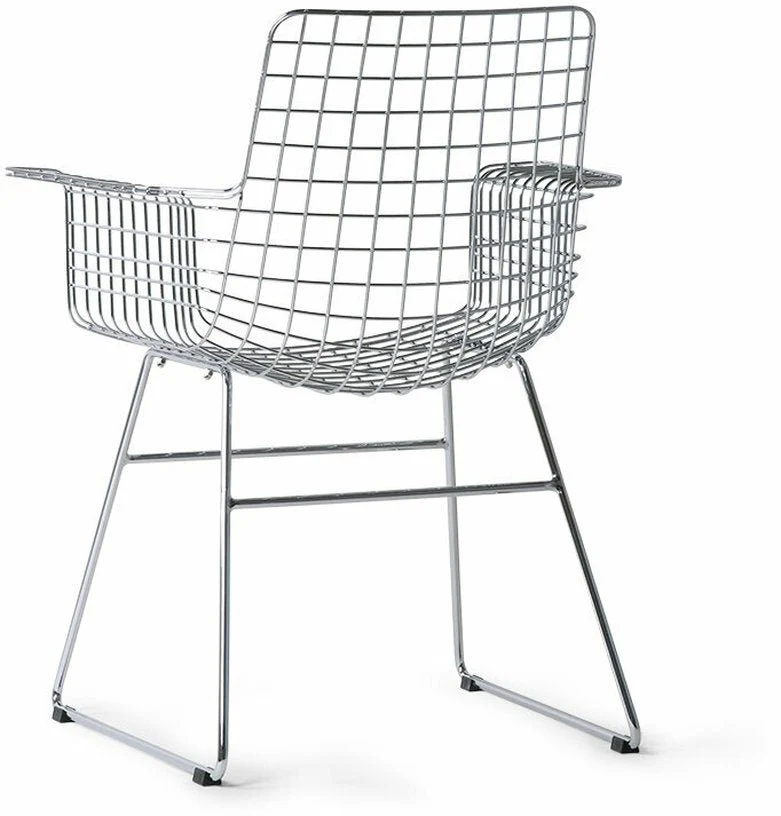 Chaise avec accoudoirs en métal chromé Wire - HKliving