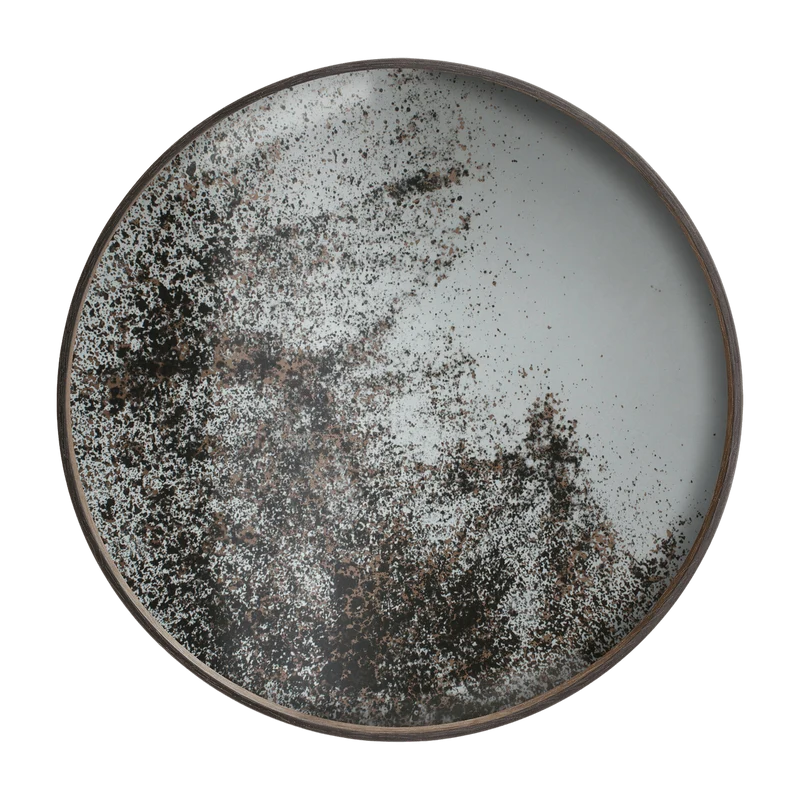 Plateau rond miroir vieilli et bord en bois 61 cm Clear - Ethnicraft Accessories