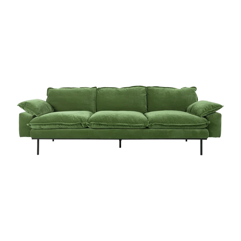 Canapé 4 places en velours vert Retro - Hkliving