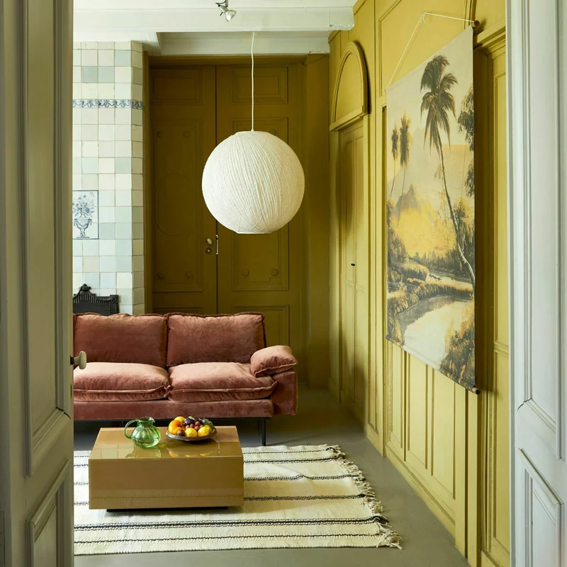 Canapé 3 places en velours vert Retro - Hkliving