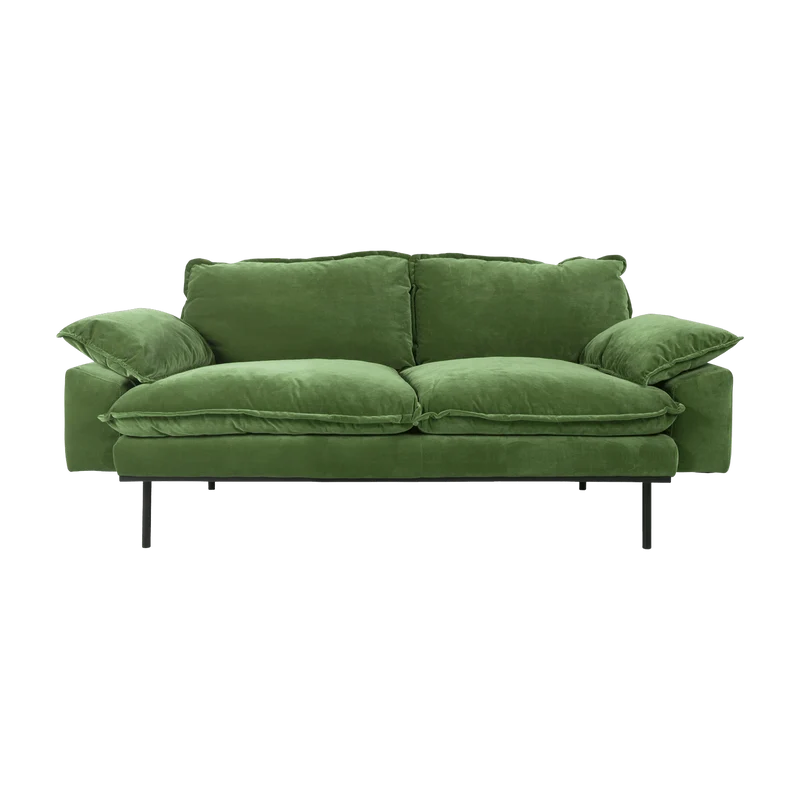 Canapé 2 places en velours vert Retro - Hkliving