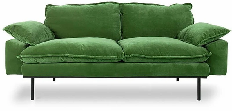 Canapé 2 places en velours vert Retro - Hkliving