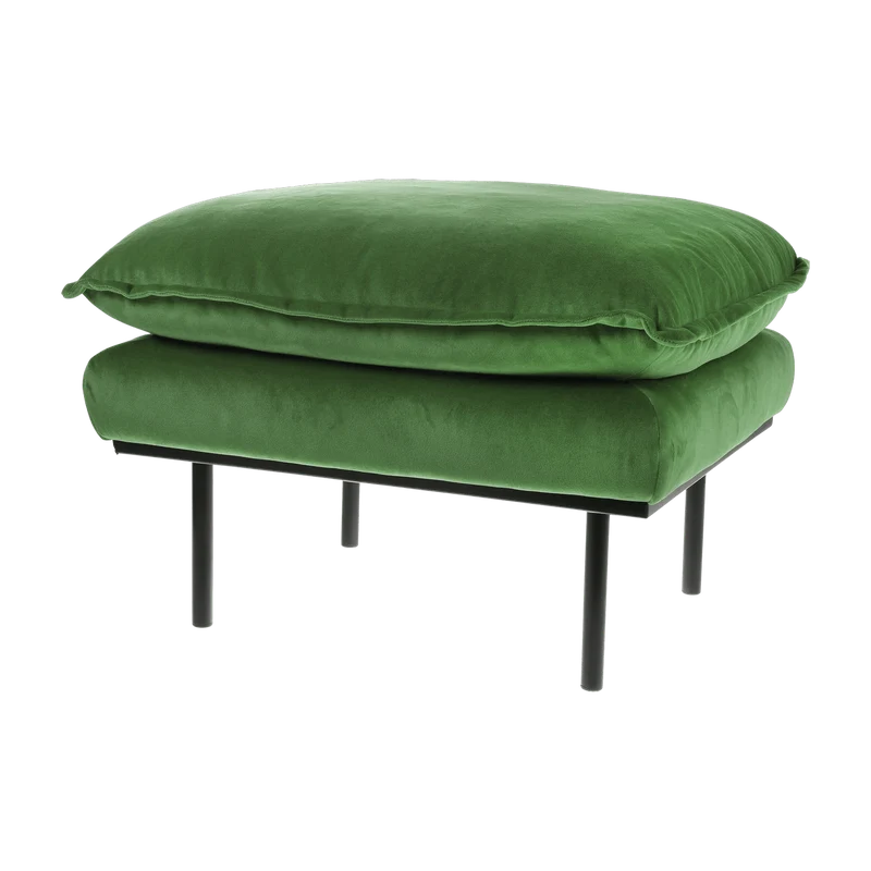 Repose-pieds en velours vert Retro - Hkliving
