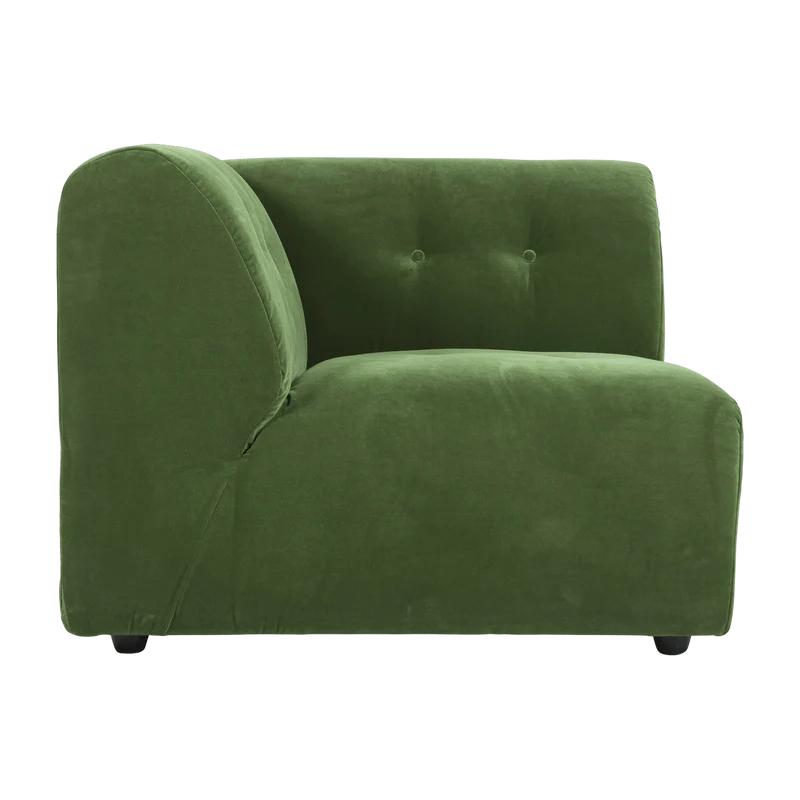 Module d'angle gauche en velours vert Vint - Hkliving