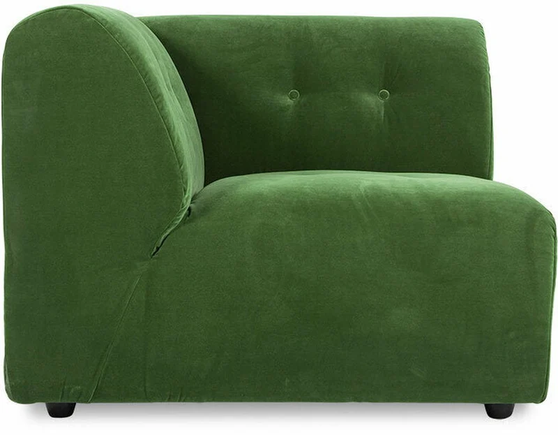 Module d'angle gauche en velours vert Vint - Hkliving