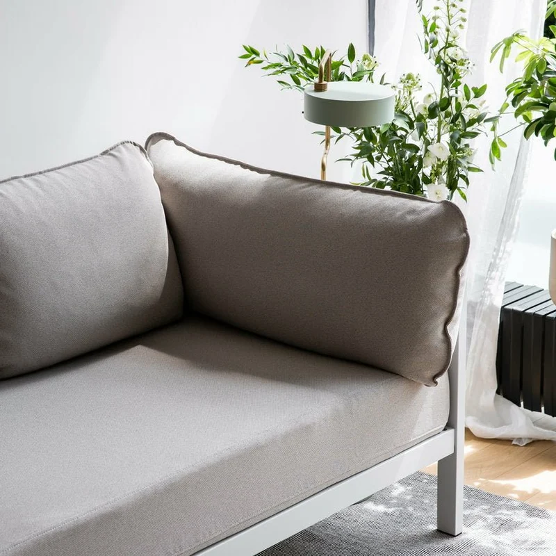 Canapé 2 places en métal gris austral et tissu beige Easy - Tiptoe