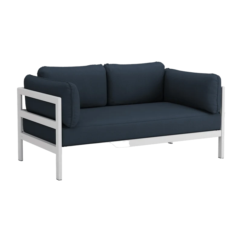 Canapé 2 places en métal gris austral et tissu bleu nuit Easy - Tiptoe