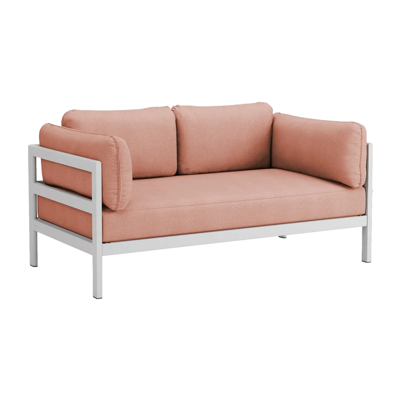 Canapé 2 places en métal gris austral et tissu rose chiné Easy - Tiptoe