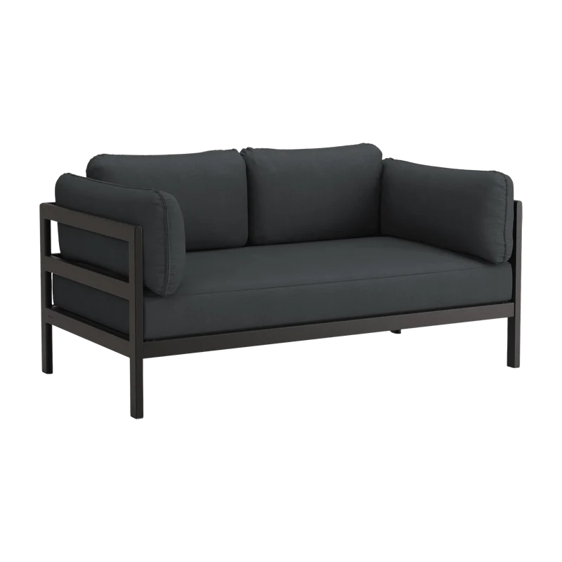Canapé 2 places en métal noir et tissu gris ardoise Easy - Tiptoe